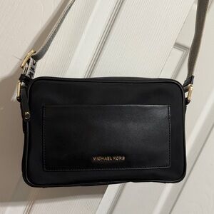 Michael Kors Black Messenger Bag with White Strap